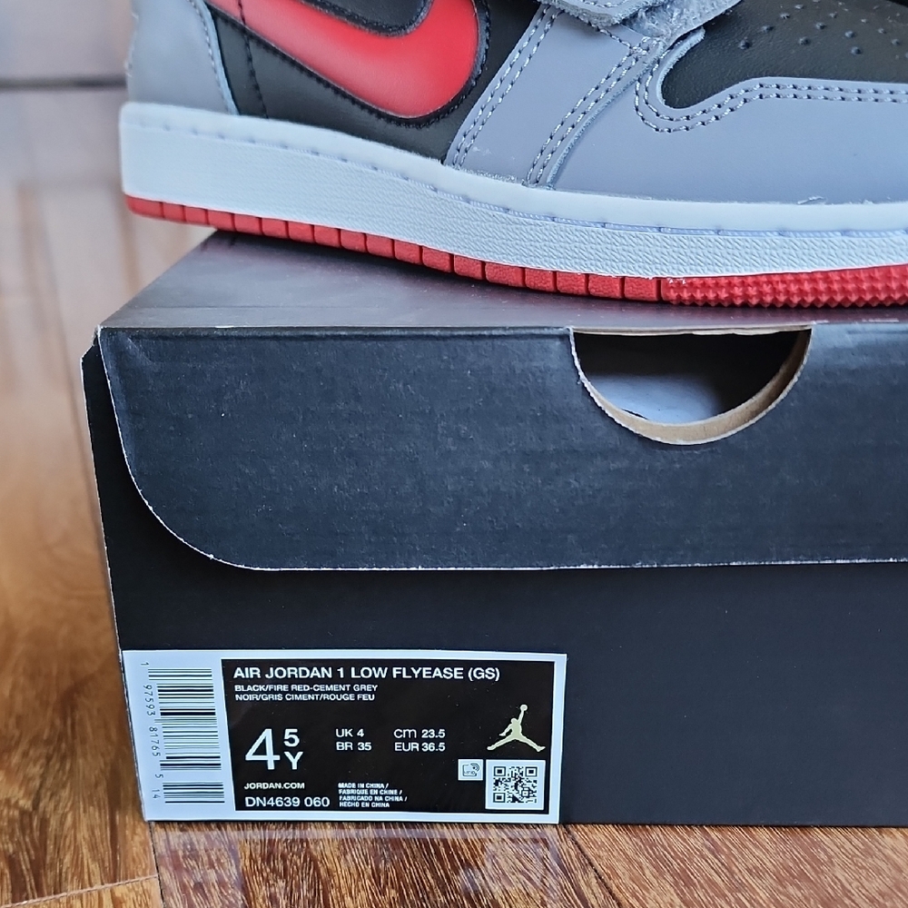 NIKE Air JORDAN Low FLYEASE Zipper Gray, Black & Red Sneakers NEW IN BOX - Picture 3 of 12